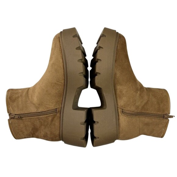 Nobo Chunky Fleece Lined Lug Sole Ankle Boots  Size 9  Cognac Y2K Inspired - Picture 3 of 10